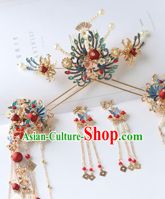 Chinese Ancient Hanfu Hair Comb Hair Accessories Women Headwear Tassel Hairpins Complete Set