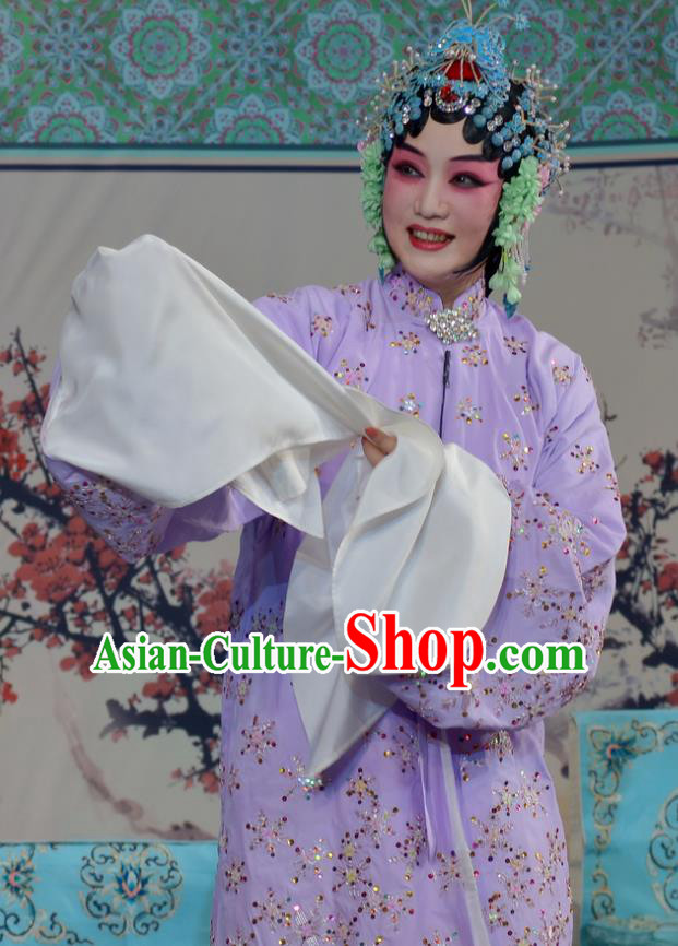 Traditional Chinese Peking Opera Diva Purple Dress Apparel The Dream in Lady Chamber Garment Rich Lady Costumes and Headdress