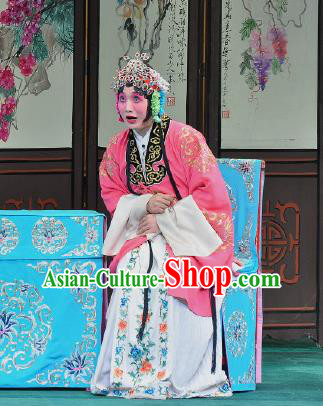Traditional Chinese Peking Opera Rich Lady Garment Dress Return of the Phoenix Hua Tan Xue Yan Costumes Pink Cape and Headdress