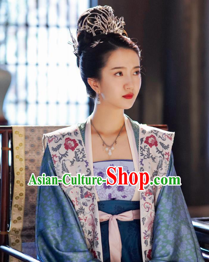 Ancient Chinese Imperial Consort Miao Apparel Historical Costumes and Headwear Drama Serenade of Peaceful Joy Song Dynasty Garment