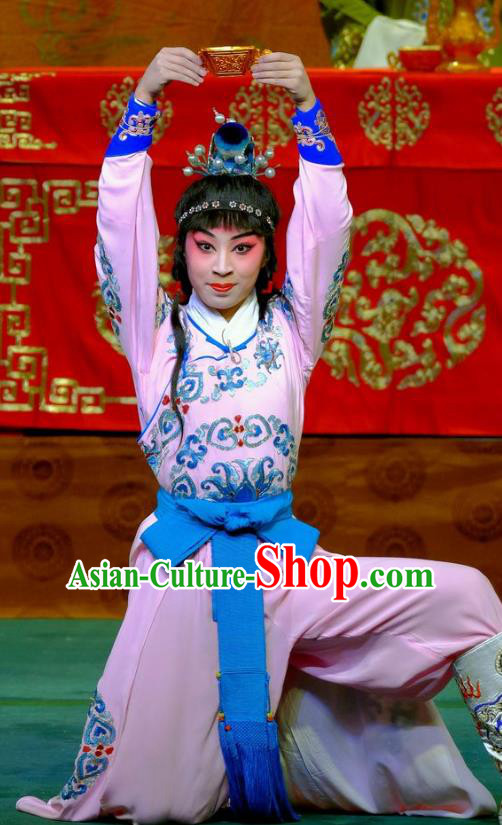 Chinese Peking Opera Young Men Apparels Yangmen Female General Costumes Xiaosheng Yang Wenguang Garment and Headwear