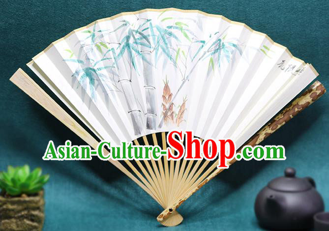 Handmade Chinese Painting Bamboo Mottled Bamboo Fan Traditional Classical Dance Accordion Fans Folding Fan