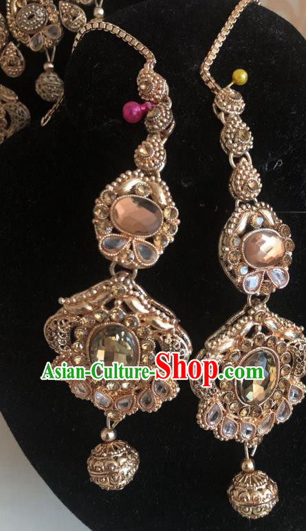 Indian Traditional Wedding Crystal Earrings Asian India Bride Jewelry Accessories for Women