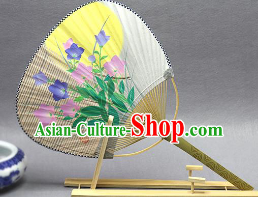 Handmade Chinese Printing Orchid Grass Paper Fans Traditional Classical Dance Palace Fan for Women