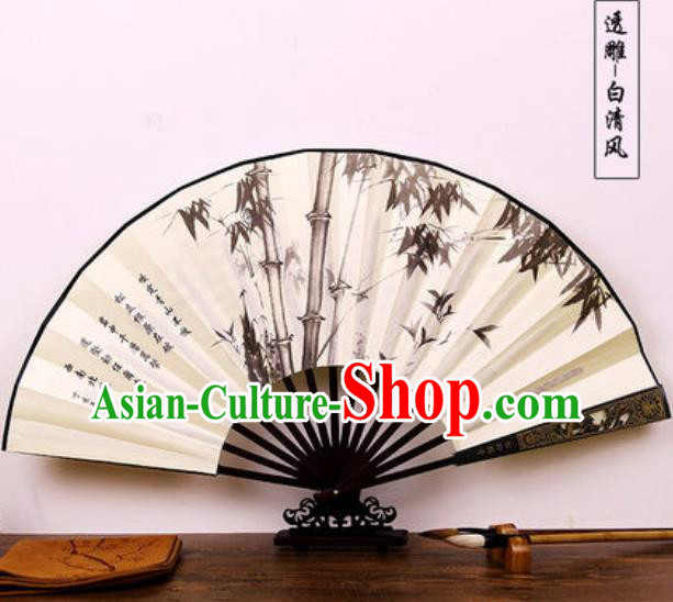 Handmade Chinese Ink Painting Bamboo Carving Fan Traditional Classical Dance Accordion Fans Folding Fan