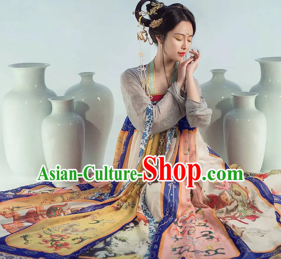 Chinese Dance National Treasure Tang Dynasty Hanfu Dress Traditional Classical Dance Stage Performance Costume for Women
