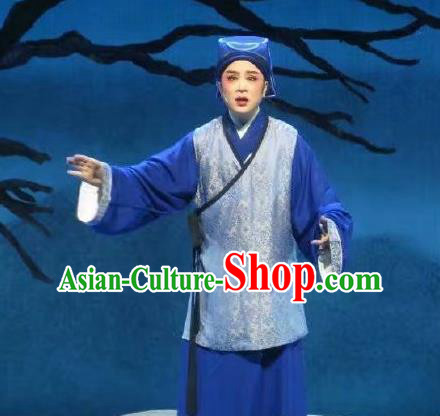 Chinese Yue Opera Merchant Qian Youliang Garment Costumes and Headwear Shaoxing Opera Xiaosheng Young Male Apparels