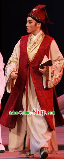 Chinese Yue Opera Merchant Young Man Qian Youliang Costumes Apparels and Headwear Shaoxing Opera Xiaosheng Garment