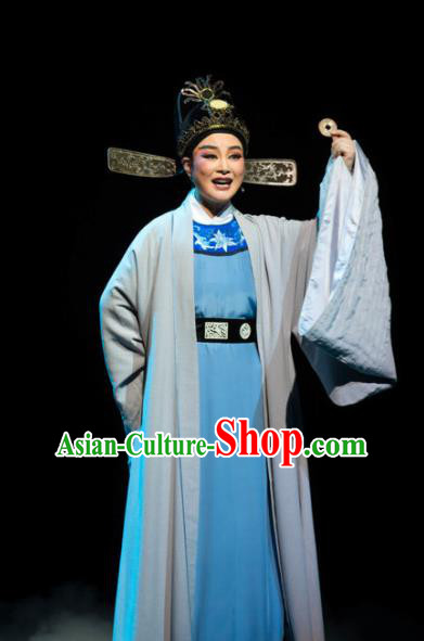 Chinese Yue Opera Xiaosheng Prefecture Liu Chong Costumes and Headwear The Magnificent Mayor Shaoxing Opera Young Male Garment Apparels