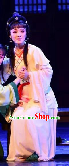 Chinese Shaoxing Opera Young Female Chen Sanliang Apparels Costumes and Headpieces Yue Opera Hua Tan Dress Garment