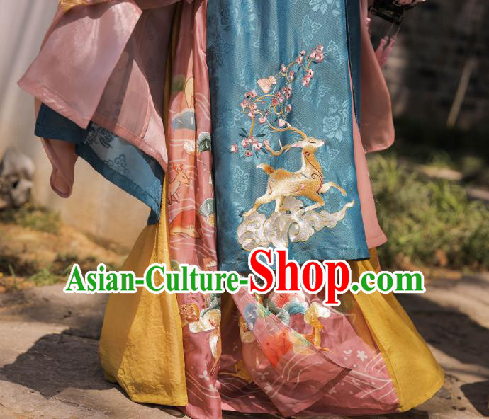 Chinese Ancient Ming Dynasty Young Lady Garment Noble Female Historical Costumes Hanfu Dress Complete Set for Women