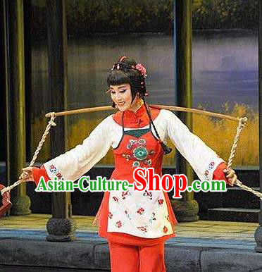 Chinese Shaoxing Opera Young Lady Jiujin Girl Dress and Headpieces Yue Opera Xiaodan Apparels Costumes Garment