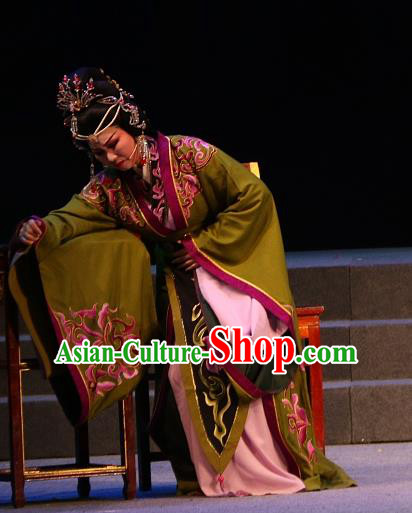 Chinese Shaoxing Opera Dowager Countess Dress Garment and Headpieces Han Gong Yuan Yue Opera Elderly Female Apparels Costumes