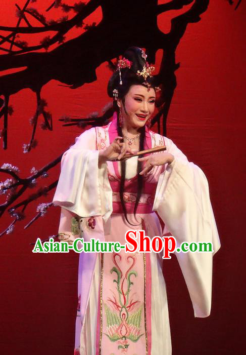 Chinese Shaoxing Opera Rich Lady Pink Dress Shuang Fei Yi Apparels Yue Opera Hua Tan Garment Costumes and Headpieces