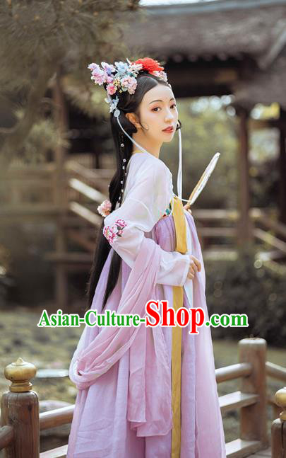 Traditional Chinese Tang Dynasty Hanfu Dress Embroidered Garment Ancient Royal Princess Court Lady Historical Costumes