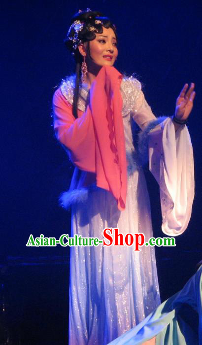 Chinese Shaoxing Opera Hua Tan Apparels Costumes and Headpieces Painted Skin Hua Pi Yue Fox Fairy Xiao Xue Dress Garment