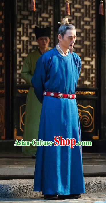 Chinese Song Dynasty Renzong Emperor Costumes Ancient Drama Serenade of Peaceful Joy Wang Kai Historical Garment and Hair Accessories