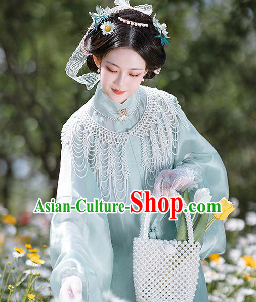 Chinese Traditional Garment Ancient Ming Dynasty Noble Lady Historical Costumes Embroidered Hanfu Dress