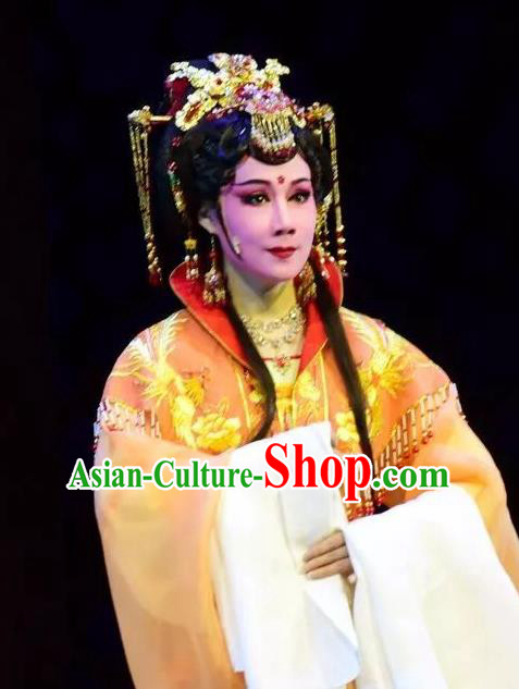 Chinese Shaoxing Opera Princess Dress Costumes and Headdress Xianglian Case Yue Opera Hua Tan Garment Apparels