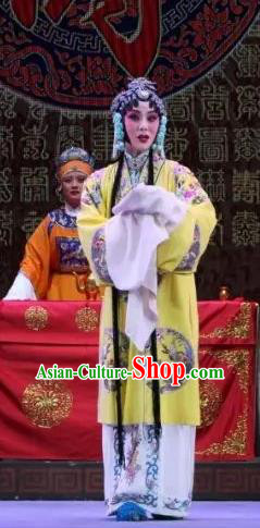 Chinese Shaoxing Opera Actress Dress Costumes and Headdress Bai Sui Gua Shuai Yue Opera Hua Tan Young Female Garment Apparels