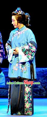 Chinese Shaoxing Opera Elderly Female Apparels Costumes and Headpieces Yue Opera Liu Hua Xi Dame Dress Garment