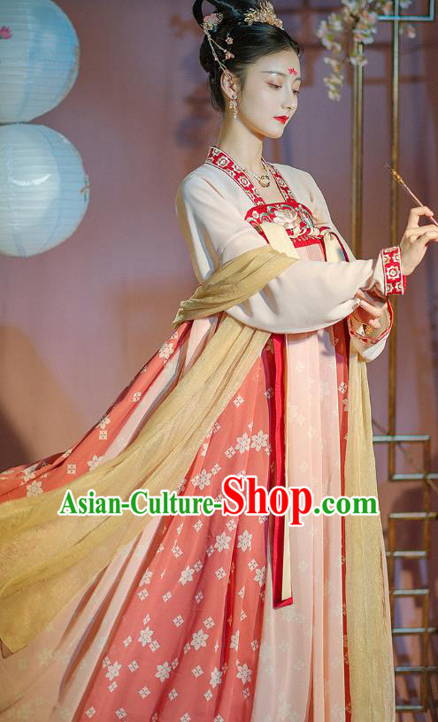 Traditional Chinese Ancient Hanfu Dress Garment Tang Dynasty Court Lady Princess Historical Costumes