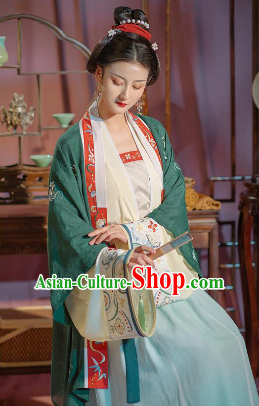Chinese Traditional Song Dynasty Noble Female Historical Costumes Ancient Patrician Lady Hanfu Dress Garment