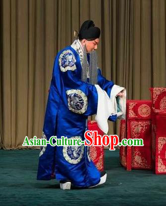 the Legend of Washing the Silk Gauze Chinese Kun Opera Laosheng Garment Costumes and Headwear Kunqu Opera Elderly Male Wu Zixu Apparels Clothing