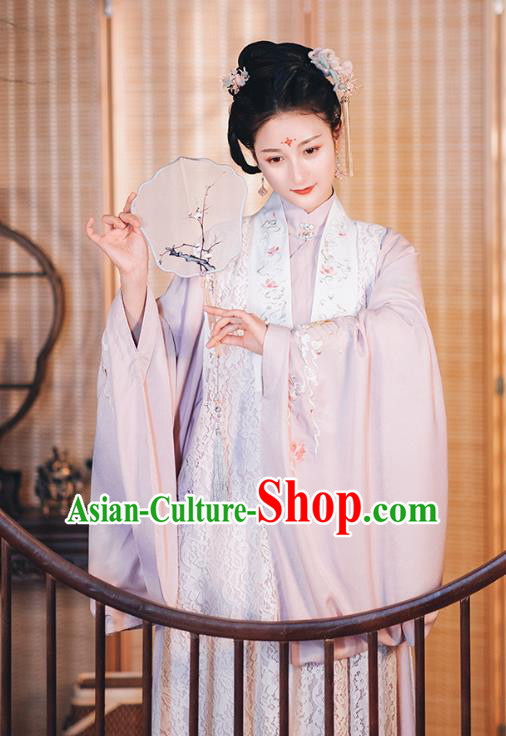 Chinese Traditional Ming Dynasty Lace Vest Hanfu Dress Ancient Palace Lady Garment Historical Costumes Complete Set