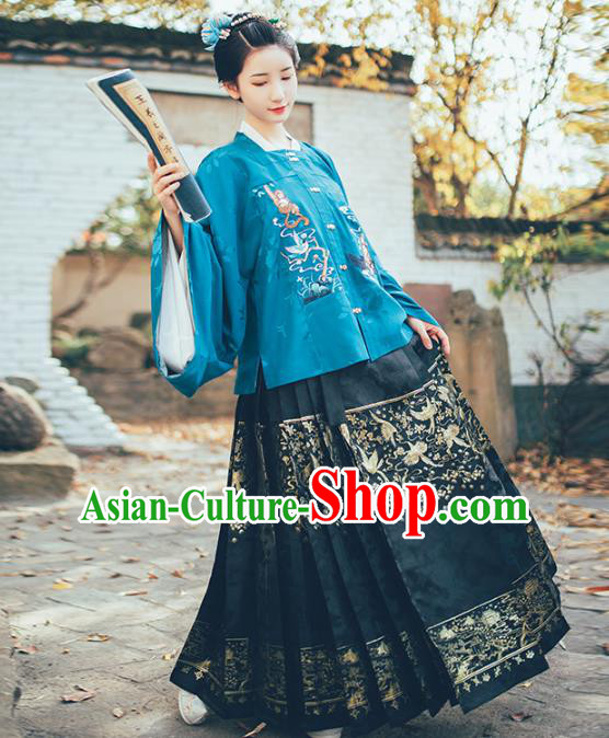 Chinese Ancient Princess Embroidered Garment Traditional Hanfu Dress Ming Dynasty Historical Costumes Complete Set