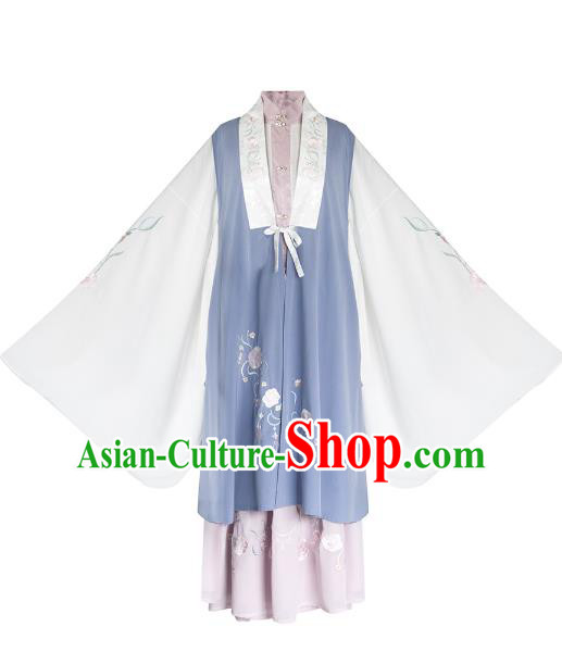 Chinese Ancient Ming Dynasty Historical Costumes Complete Set Princess Embroidered Garment Traditional Young Women Hanfu Dress