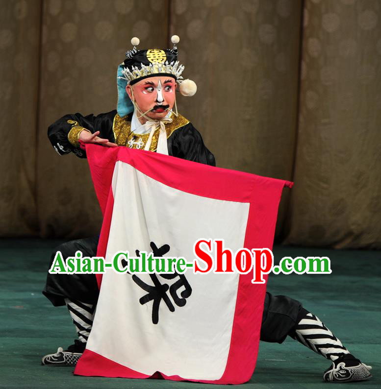 Interlocking Stratagem Chinese Kun Opera Chou Role Apparels and Headwear Kunqu Opera Martial Male Garment Costumes
