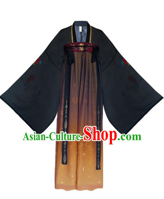 Chinese Ancient Court Woman Embroidered Historical Costumes Traditional Tang Dynasty Princess Hanfu Dress