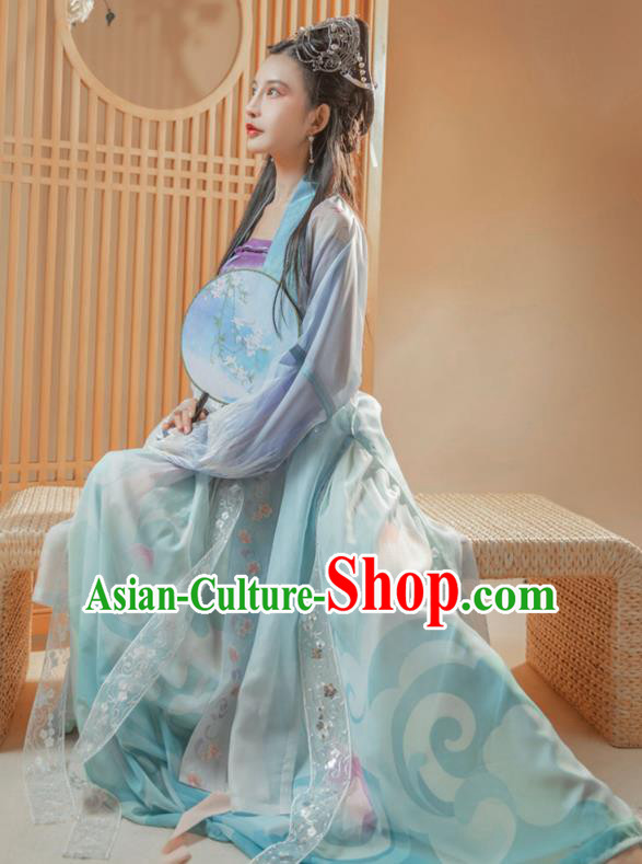 Ancient Chinese Song Dynasty Historical Costumes Traditional Young Woman Embroidered Hanfu Dress Complete Set