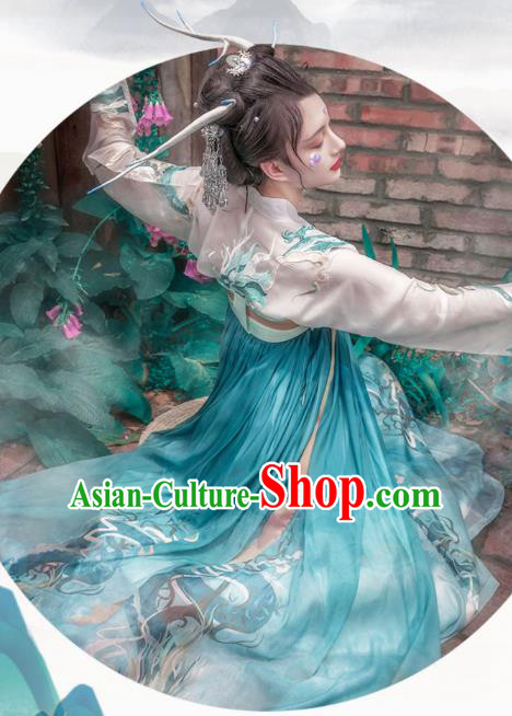 Traditional Chinese Ancient Goddess Embroidered Hanfu Dress Tang Dynasty Royal Princess Historical Costumes Apparels