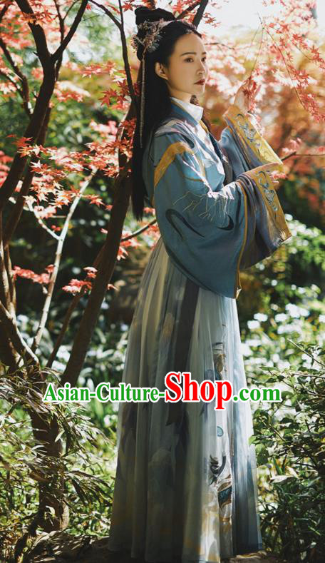 Traditional Chinese Ancient Swordswoman Hanfu Dress Jin Dynasty Apparels Royal Princess Historical Costumes for Women