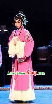 Chinese Huangmei Opera Hua Tan Garment Costumes and Headpieces Yu Tian Xian Traditional Anhui Opera Rosy Dress Diva Apparels