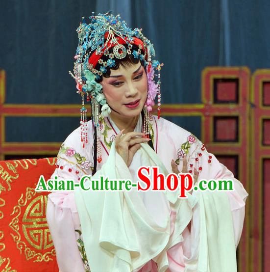 Chinese Shaoxing Opera Diva Pink Dress The Jade Hairpin Yue Opera Hua Tan Costumes Apparels Rich Mistress Garment and Hair Jewelry