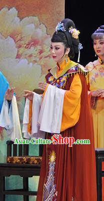 Chinese Huangmei Opera Noble Countess Garment Costumes and Headpieces Chun Jiang Yue Traditional Anhui Opera Actress Dress Apparels