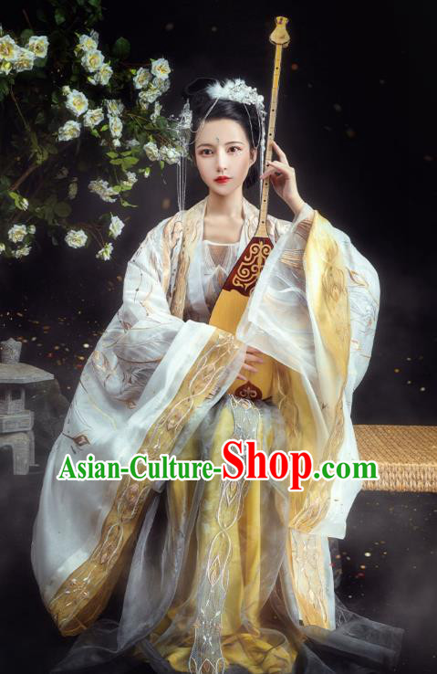 Chinese Tang Dynasty Court Princess Historical Costumes Ancient Goddess Hanfu Dress Traditional Woman Apparels