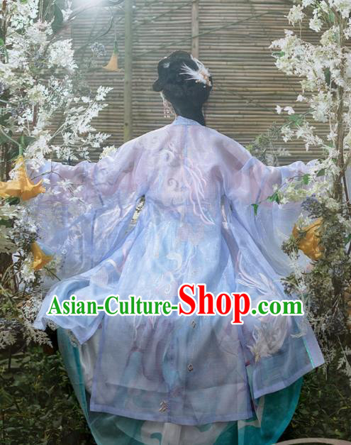 Chinese Traditional Ancient Song Dynasty Apparels Historical Costumes Goddess Patrician Lady Hanfu Dress