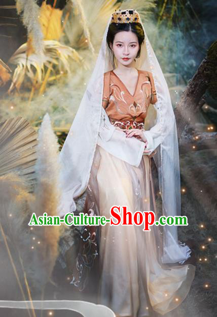Chinese Ancient Flying Apsaras Goddess Hanfu Dress Traditional Tang Dynasty Court Lady Apparels Historical Costumes