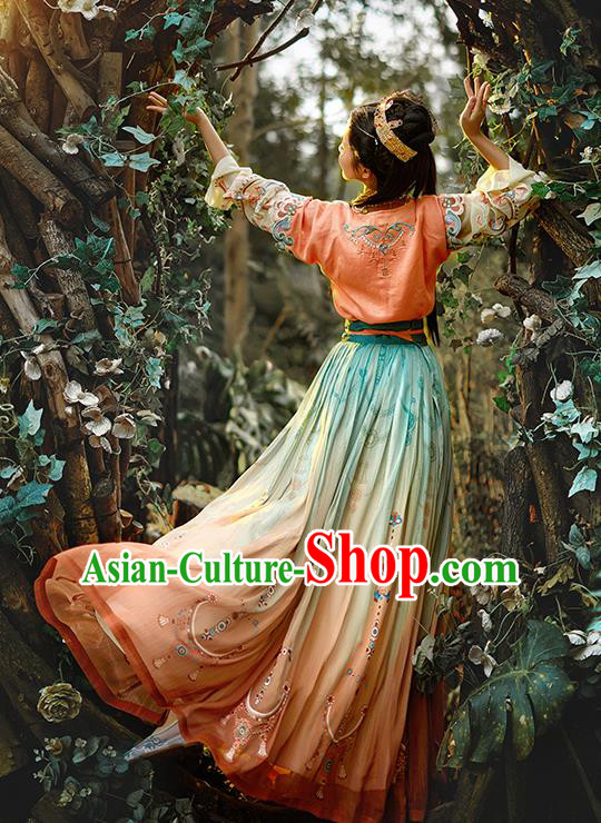 Chinese Traditional Flying Apsaras Dance Hanfu Dress Apparels Ancient Tang Dynasty Court Lady Historical Costumes for Women