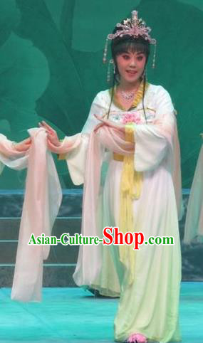 Chinese Ping Opera Xiaodan Apparels Costumes and Headpieces Legend of Love Traditional Pingju Opera Young Lady Goddess Dress Garment