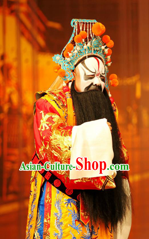 Ma Zhaoyi Chinese Ping Opera Chu King Costumes and Headwear Pingju Opera Elderly Male Apparels Clothing