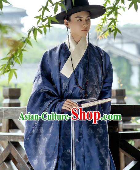 Chinese Traditional Ming Dynasty Male Hanfu Robe Ancient Taoist Apparels Historical Costumes