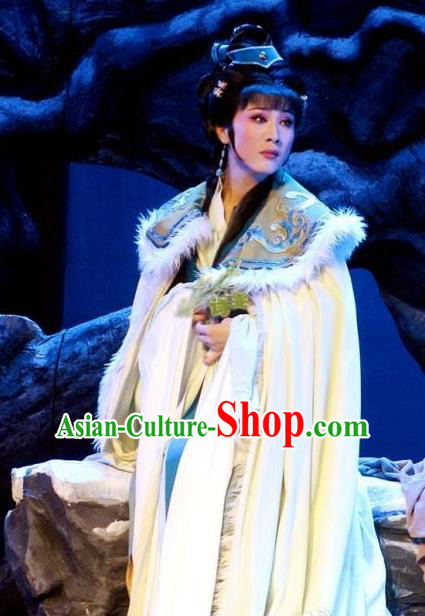Chinese Shaoxing Opera Young Female Court Lady Costumes Yue Opera Zhen Huan Apparels Hua Tan Garment Dress and Hair Accessories
