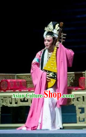 Chinese Shaoxing Opera Palace Queen Dress Costumes and Headpieces The Desolate Palace of Liao Yue Opera Hua Dan Garment Empress Xiao Guanyin Apparels
