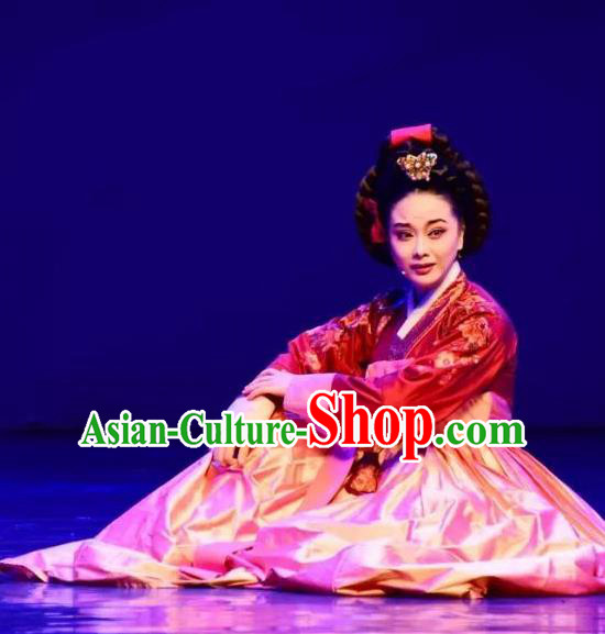 Chinese Shaoxing Opera Elderly Female Garment and Headdress Chunh Yang Yue Opera Geisha Yue Mei Dress Apparels Costumes