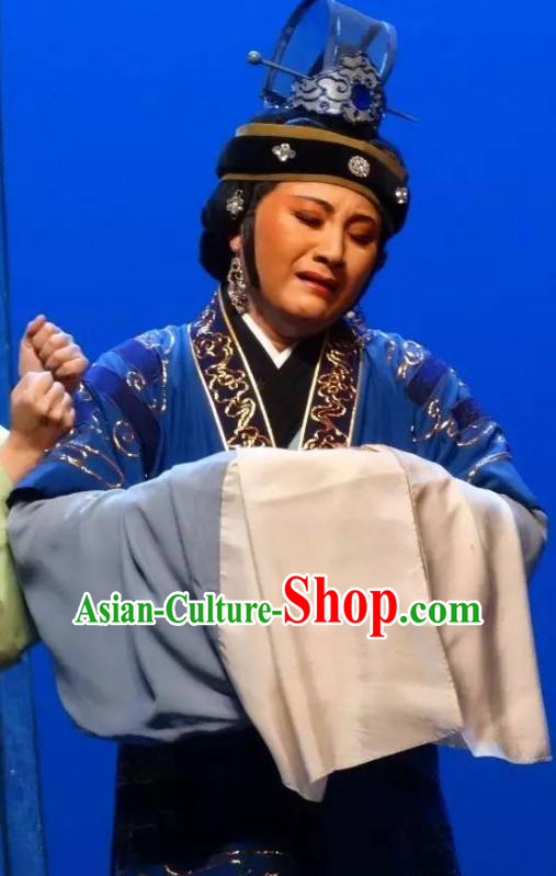 Chinese Shaoxing Opera Old Dame Costumes and Headdress Yue Opera Dao Guan Qin Yuan Garment Taoist Nun Dress Elderly Female Apparels